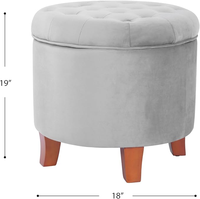 Homepop Home Decor | Upholstered Round Velvet Tufted Foot Rest Ottoman | Ottoman - Image 3