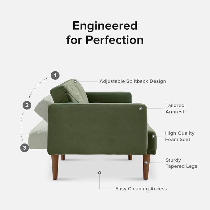 mopio 76.4" Futon Sofa Bed, Sleeper Sofa, Mid Century Modern Futon Couch - Image 3