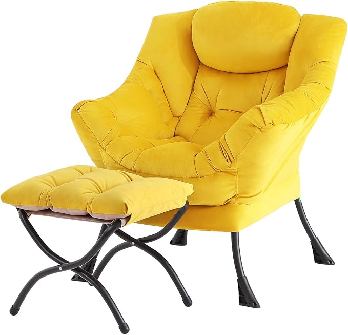 Tiita Lazy Chair with Ottoman, Comfy Leisure Sofa Reading Chair with Footrest by TiitaHome