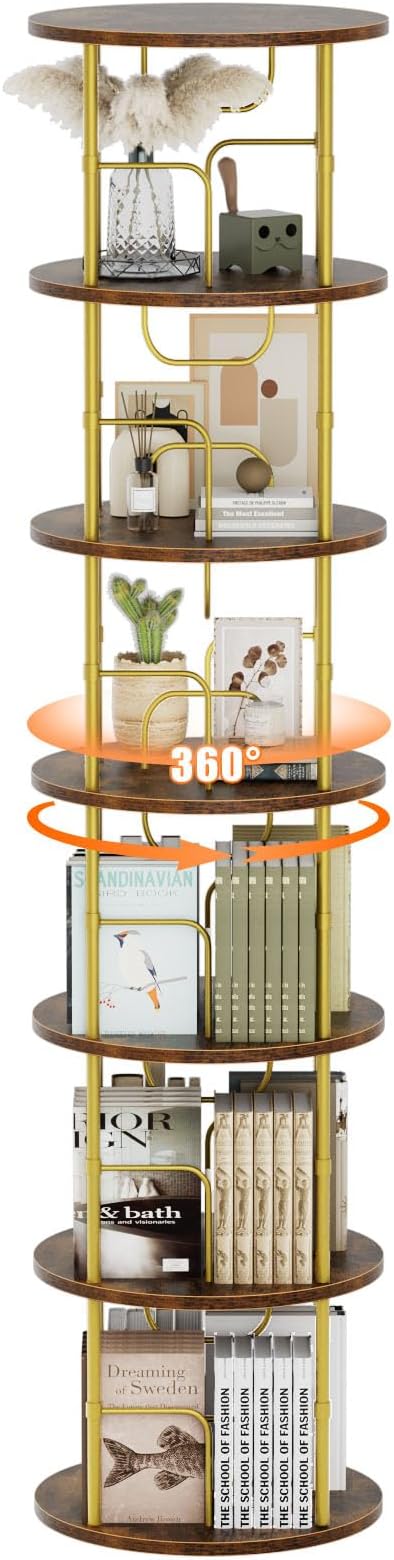 ALLSTAND 6 Tier Rotating Bookshelf, 360 ° Display Stackable Spinning Bookshelf - Image 8