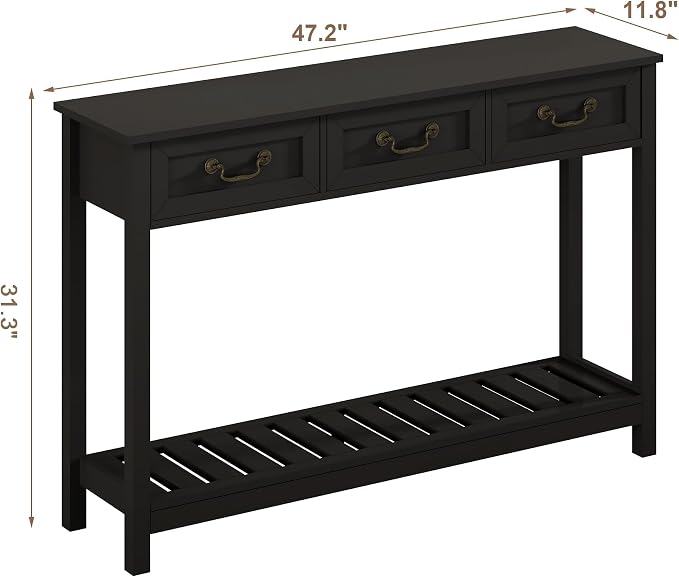ChooChoo Console Table with 3 Drawers, Rustic Entryway Table, Narrow Long Sofa - Image 2