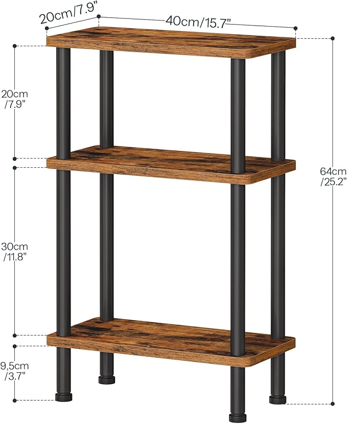 HOOBRO Narrow Side Table Set of 2, 3-Tier Slim End Table No Tools Needed - Image 3