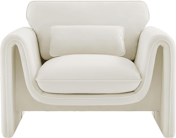 Meridian Furniture 199Cream-C Sloan Collection Modern | Contemporary Velvet - Image 5