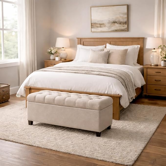 Homepop Home Decor | Tufted Ainsley Button Storage Ottoman Bench - Image 4