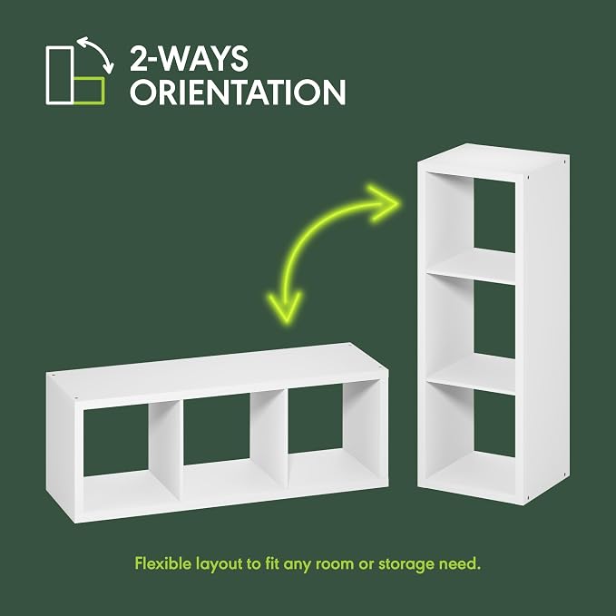 Furinno Cubicle Book Shelf, 3-Cube Bookshelf, Extra Thick Frame Horizontally & - Image 6
