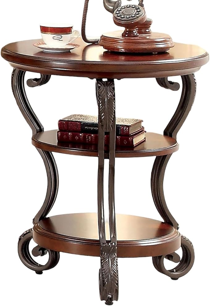 Dawn Traditional Style Brown Cherry Side Table - Image 7
