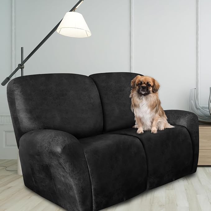 ANARACHON Loveseat Recliner Cover Leather Look Recliner Loveseat Covers - Image 2