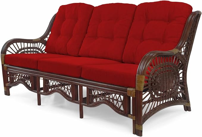 Malibu Lounge Set of 4: 2 Natural Rattan Wicker Chairs, Three-Seater Sofa - Image 8