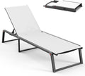 Aluminum Chaise Lounge Chair Outdoor, Foldable& No Assembly Patio Pool Lounge by Oasbira
