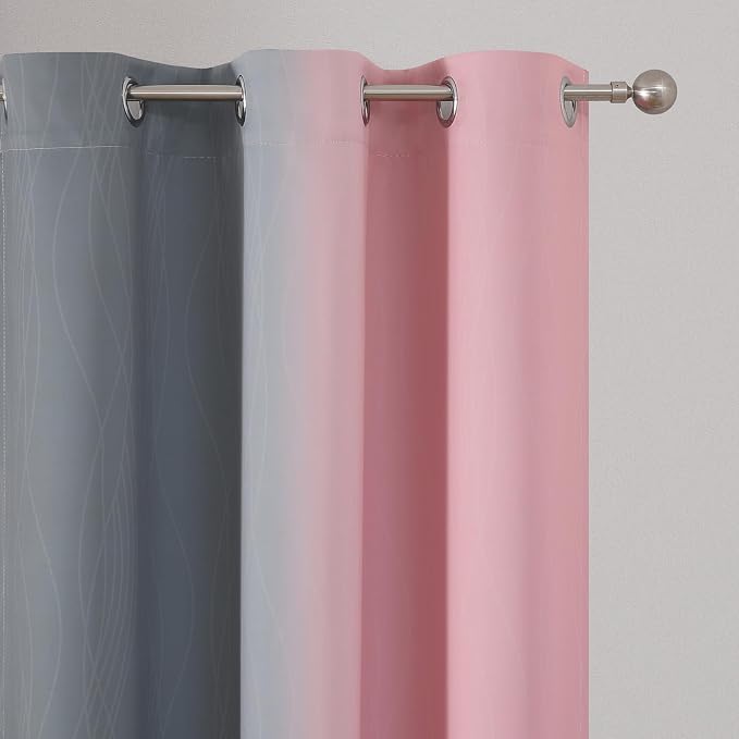 Estelar Textiler Ombre Grey and Pink Blackout Curtains 72 Inch Length 2 Panels - Image 4