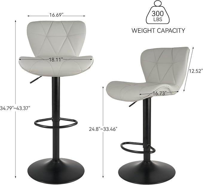 Nalupatio Modern Bar Stools Set of 4, Adjustable Faux Leather Upholstered - Image 2