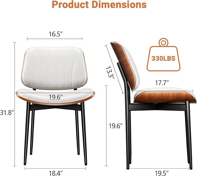 YaFiti Dining Chairs Set of 2, Dining Room and Kitchen Chairs, Mid Century - Image 2