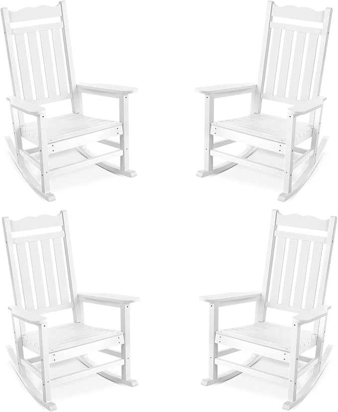 Stoog Outdoor Rocking Chairs Set of 4, All-Weather Resistant Porch Rocker by Stoog