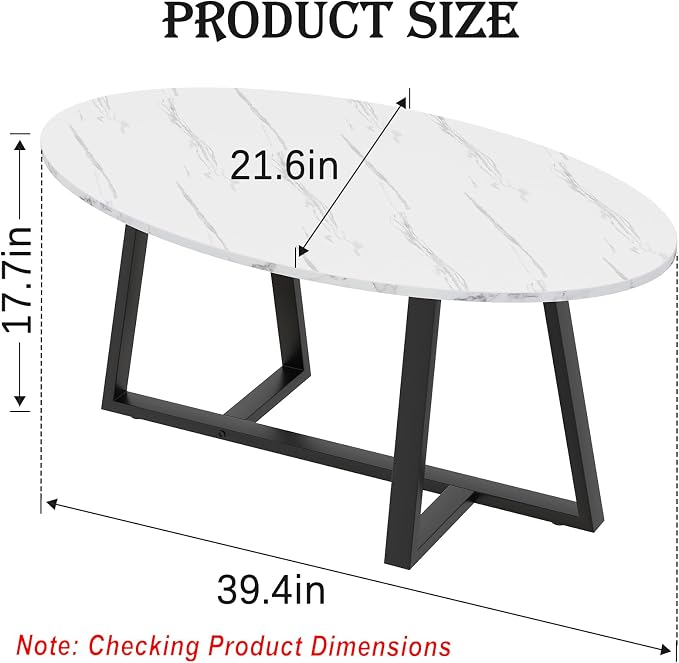 Wolawu Coffee Table Small Oval Table, Modern Center Tea Tables - Image 2
