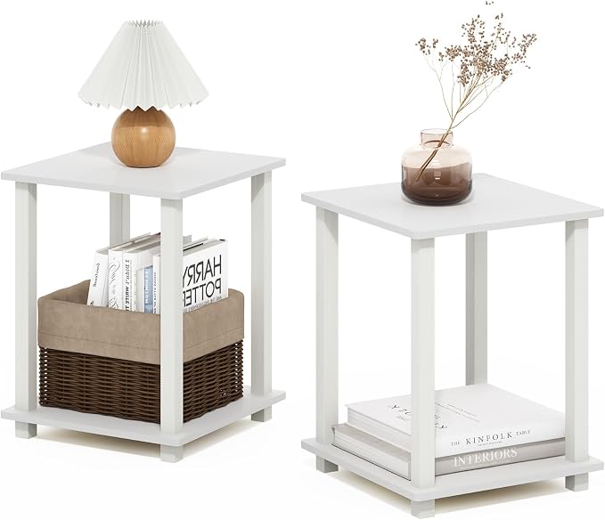 Furinno Simplistic Side Table Set of 2, 2-Tier Square Modern End Table by Furinno-FitsYourSpaceFitsYourBudget