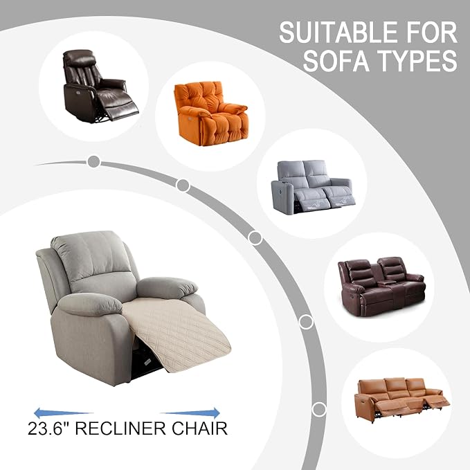 Genina Waterproof Recliner Chair Covers, Recliner Cover - Image 4