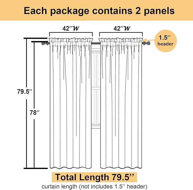 Lecloud Light Pink Sheer Curtains 78 Inches Long 2 Panels Set, Soft Voile Light - Image 3