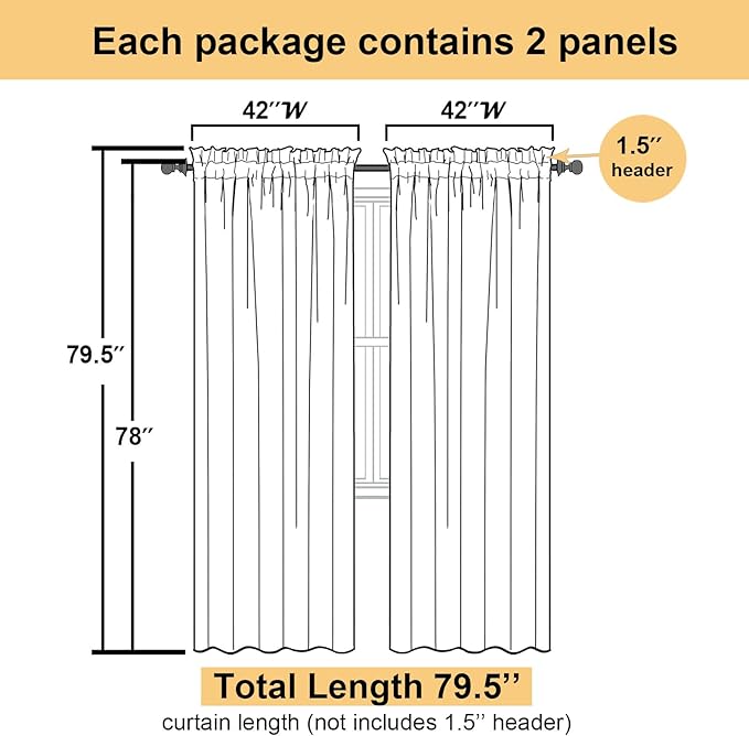 Lecloud Ivory Sheer Curtains 78 Inches Long 2 Panels, Elegant Light Filtering - Image 3
