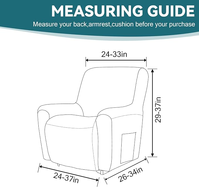Cupuamon Recliner Chair Covers, Lazy Boy Recliner Covers Stretch Reclining - Image 2