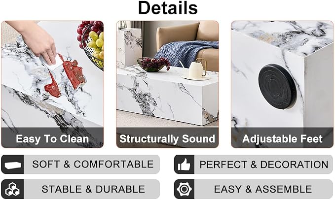 39.3'' Marble Coffee Table - Image 6