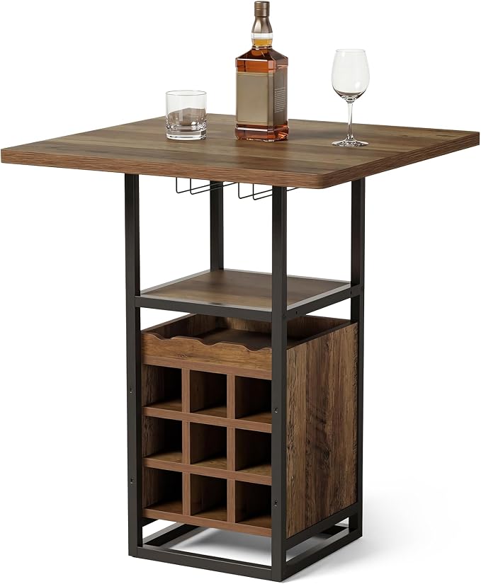 LITTLE TREE Square Bar Table, Wine Bar Cabinet - Image 9