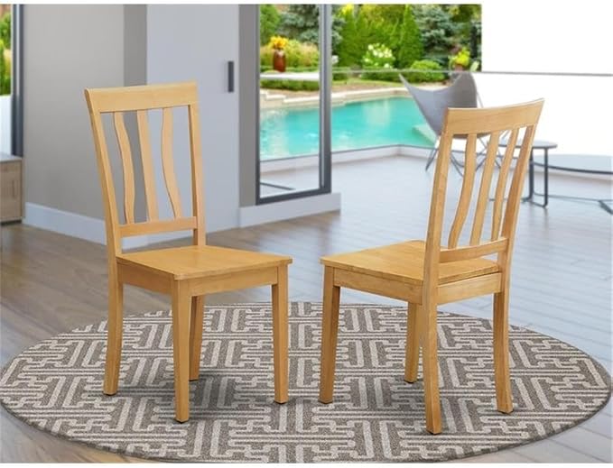 East West Furniture ANC-OAK-W Antique Dining Room Chairs - Image 2