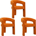 BESTANO Set of 3 Modern Velvet Fabric Upholstered Dining Chairs by BESTANO