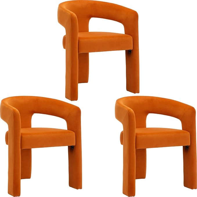 BESTANO Set of 3 Modern Velvet Fabric Upholstered Dining Chairs by BESTANO