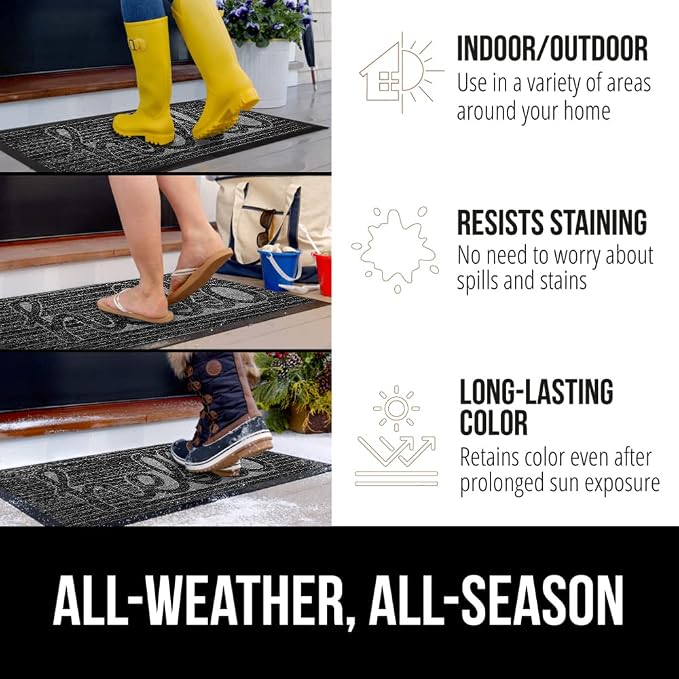 GORILLA GRIP 100% Waterproof All-Season WeatherMAX Doormat 35x23, US Designed - Image 3