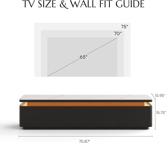 POVISON Fully Assembled 71" Mid-Century Modern TV Stand - Image 6