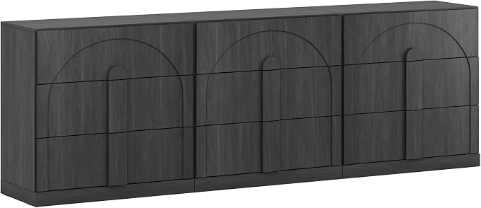 BELLEZE Sideboard Cabinet with 3 Drawers, Large Fluted Sideboard with Storage - Image 9