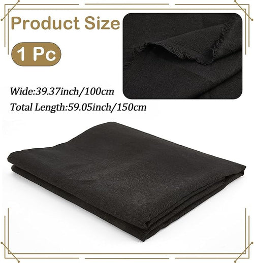 59 Inch Black Linen Cotton Canvas Embroidery Fabric by The Yard Solid Color - Image 2