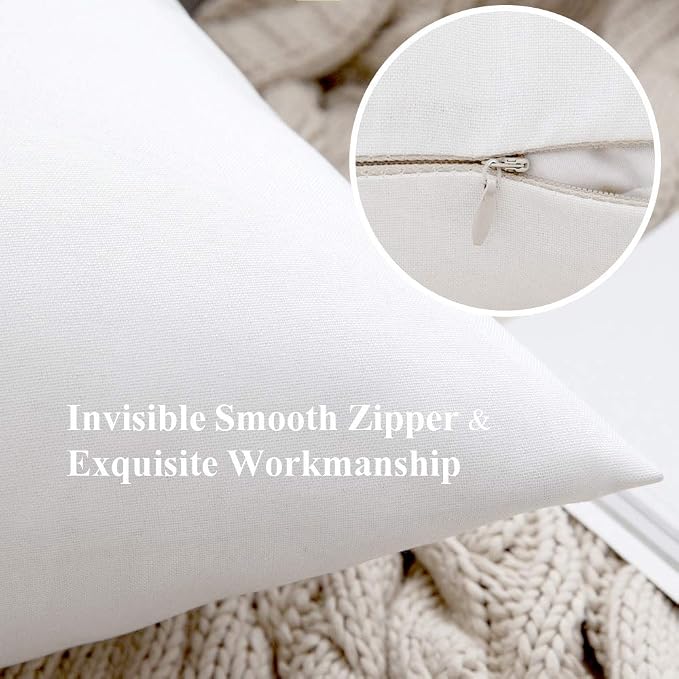 MIULEE Pack of 2 Decorative Outdoor Solid Waterproof Throw Pillow Covers Faux - Image 3