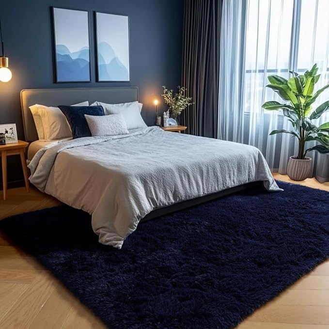 PAGISOFE Dark Navy Blue Rugs for Living Room 5x8 Ft, Plush Area Rugs for Bedroom - Image 5