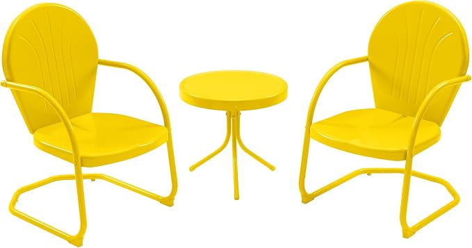 Patio Bistro Set Retro Metal Outdoor Seating Set Conversation Set 3 Pieces by RICNOD