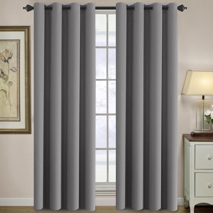 H.VERSAILTEX Premium Blackout Bedroom Curtains 84 Inches Long Gray Curtain by HVERSAILTEX