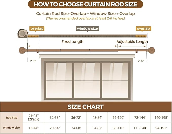 KAMANINA Curtain Rods for Windows 48 to 84 Inch, 7/8 Inch Single Decorative - Image 7
