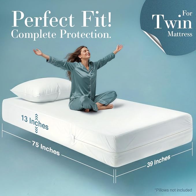 Utopia Bedding Mattress Protector Zippered Twin Size, 100% Waterproof Bed Bug - Image 5