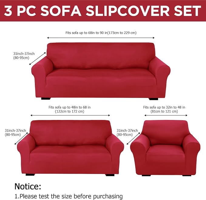 Peryiter 3 Pcs Couch and Loveseat Covers Set Sofa Cover - Image 2