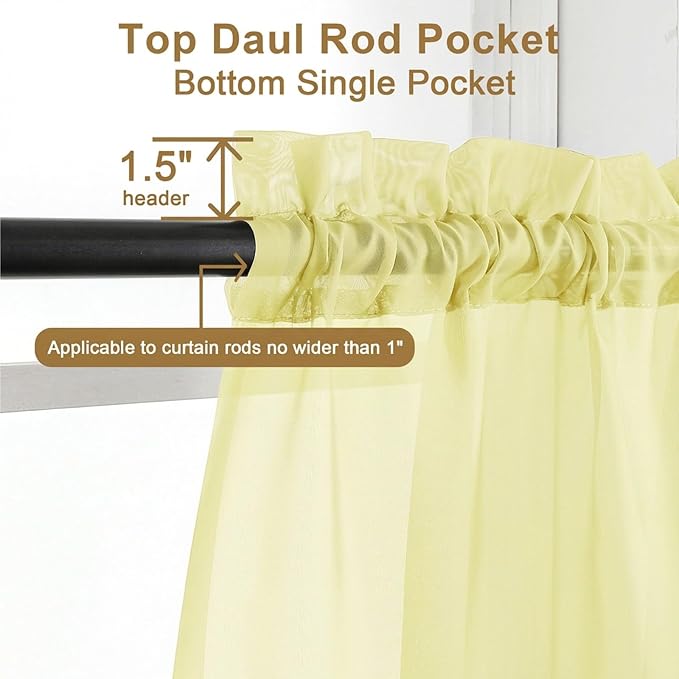 Chyhomenyc Sheer Curtains 54 Inch Long 2 Panels Set - Image 5
