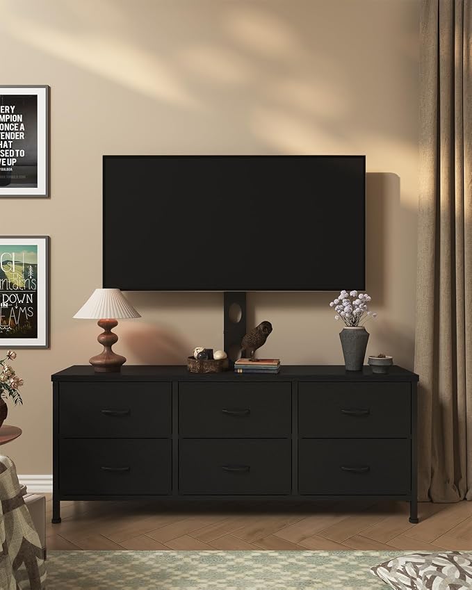 TV Stand with Mount, Fabric Dresser with 6 Drawers - Image 3
