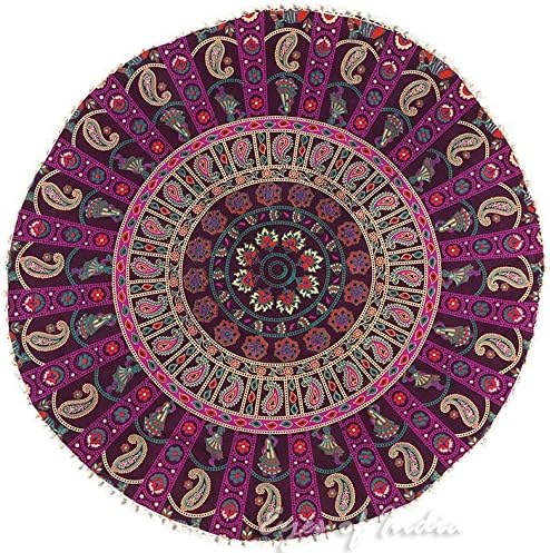 32" Purple Burgundy Floor Meditation Pillow Cushion Seating Throw Cover Mandala - Image 4