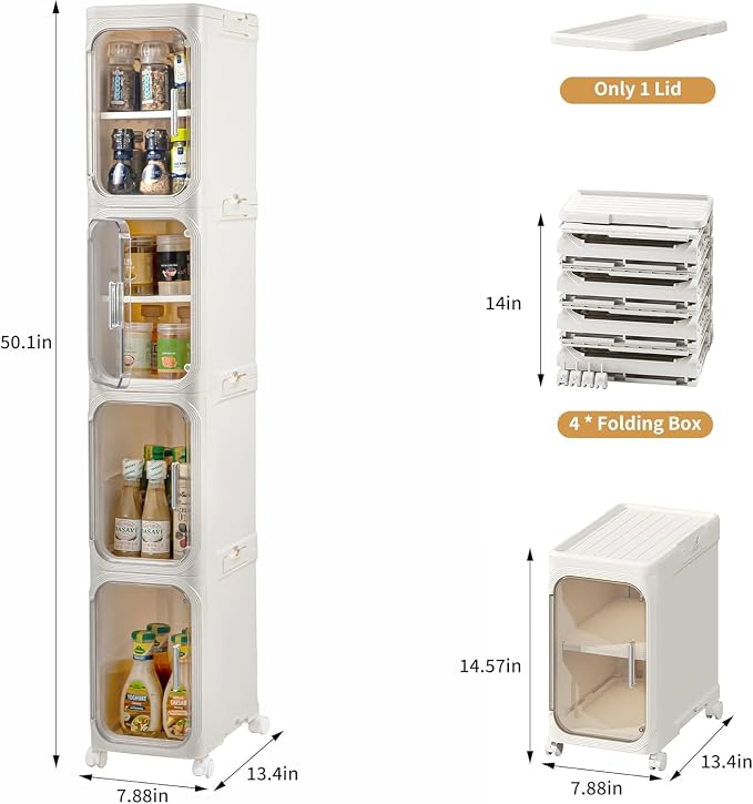 4-Tier Tall Narrow Storage Cabinet, Slim Bathroom Storage Cabinet - Image 2