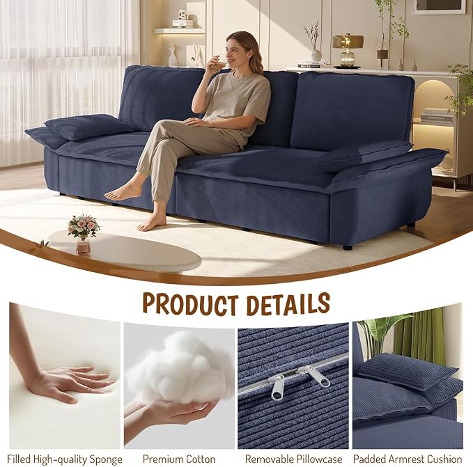 KEIKI 94.5'' King Size Pull Out Sleeper Sofa, 3-in-1 Convertible Futon Couch - Image 5