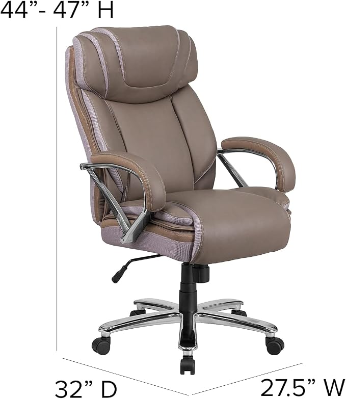 Flash Furniture HERCULES Series Big & Tall 500 lb. Rated Taupe LeatherSoft - Image 3
