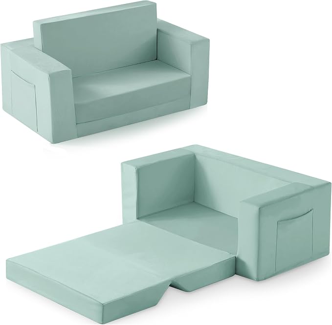 Kids Couch, 2-in-1 Toddler Chair Comfy 1-3 Years, Convertible Kids Chair by Enjoyabetterchildhood