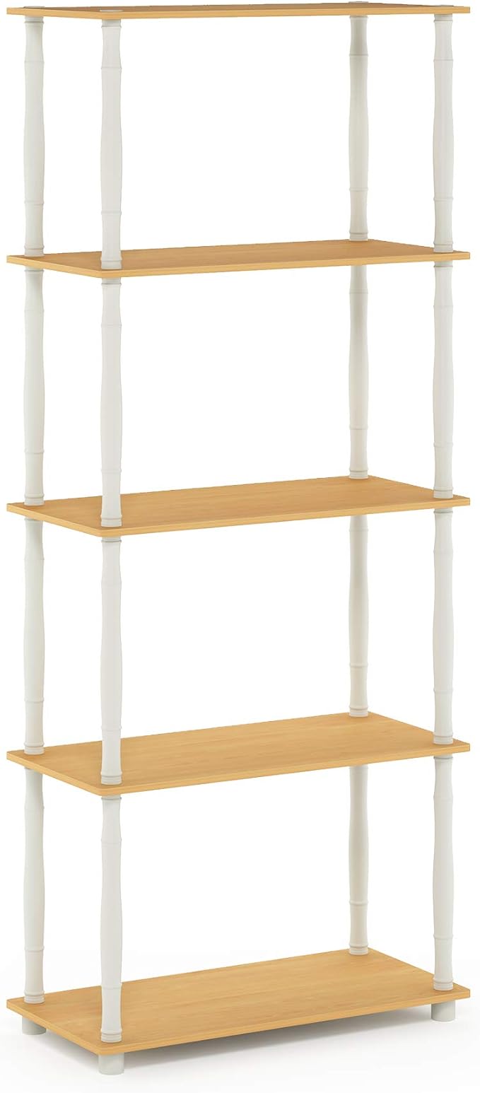 Furinno TURN-S-TUBE Storage Shelves, 5-Tier Book Shelf, Corner Shelf, Toolless - Image 5