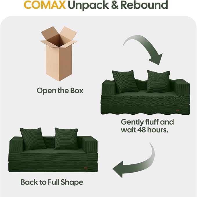COMAX Futon Sofa Bed, 4‑in‑1 Convertible Sofa Bed, Folding Boneless Couches - Image 7