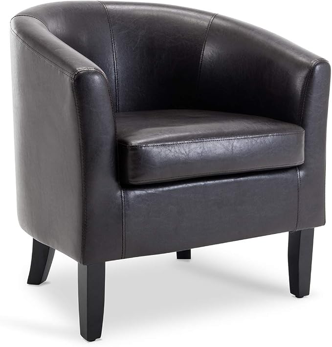 BELLEZE Accent Barrel Chair, Linen Round Chair Club Tub Sofa Corner Chair by BELLEZE