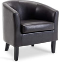 BELLEZE Accent Barrel Chair, Linen Round Chair Club Tub Sofa Corner Chair by BELLEZE